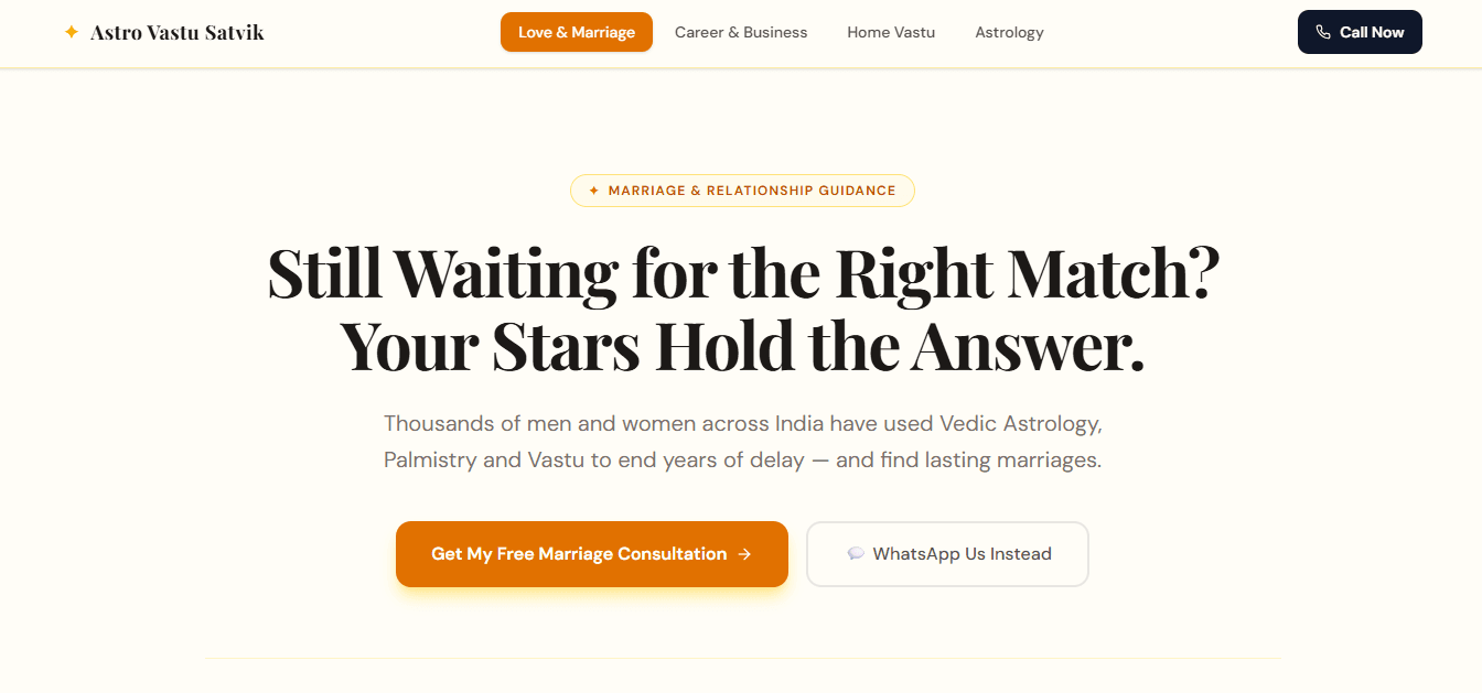 Astro Vastu Satvik Landing Page